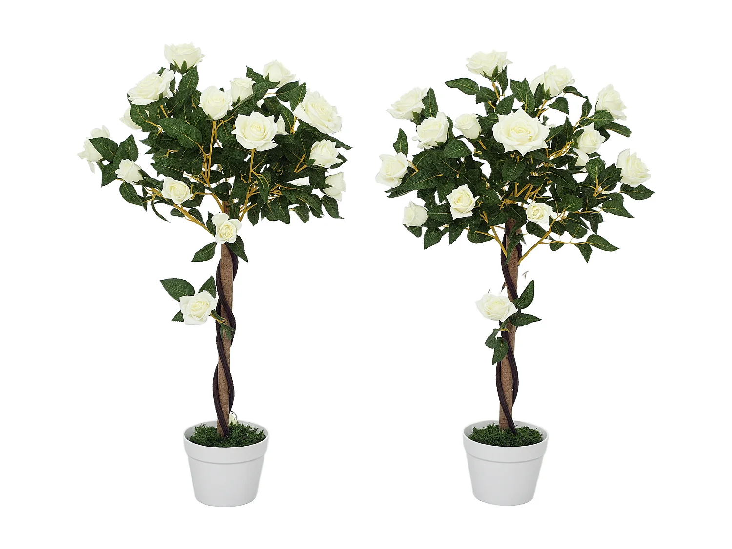 Pianta finta di rosa da 21 fiori Ø18x90 cm bianco con vaso
