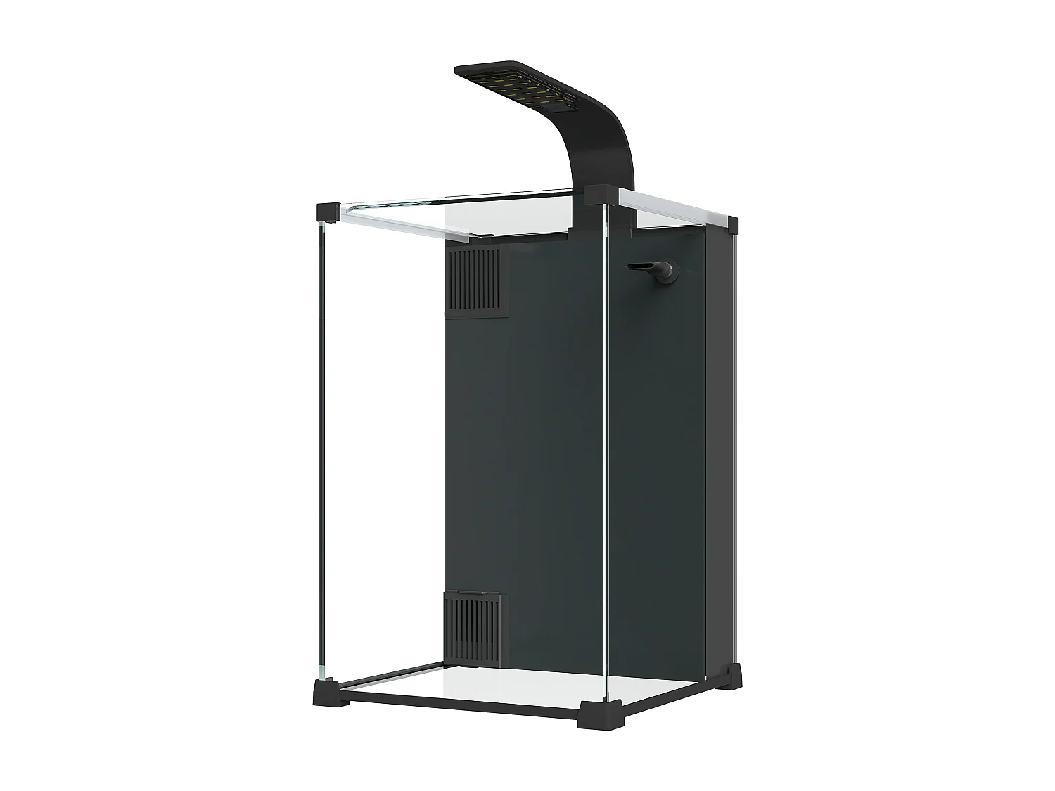 Acquario con luce led in vetro temperato nero