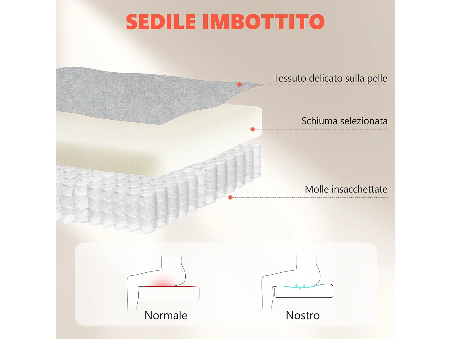Sedia ergonomica regolabile in velluto stampato bianco crema