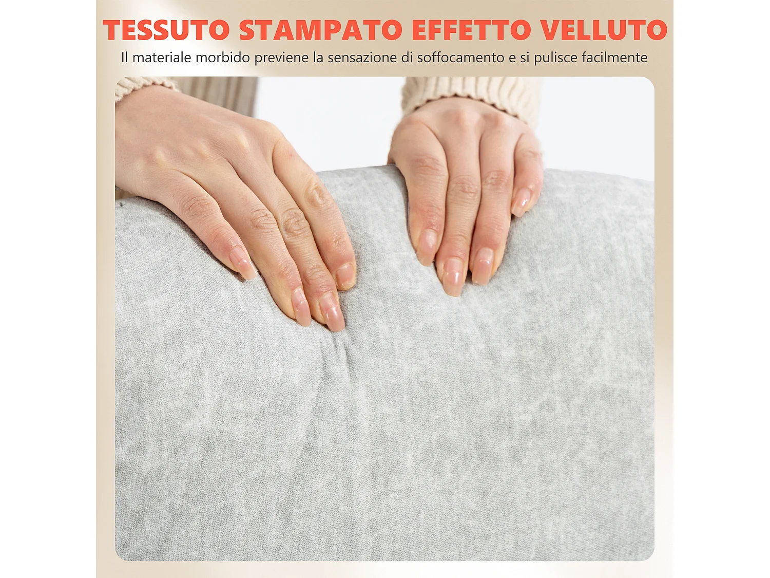 Sedia ergonomica regolabile in velluto stampato bianco crema