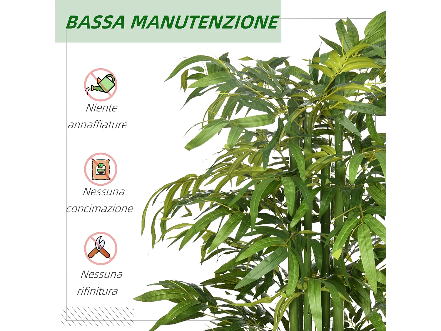 Pianta artificiale di bambù 180 cm con vaso