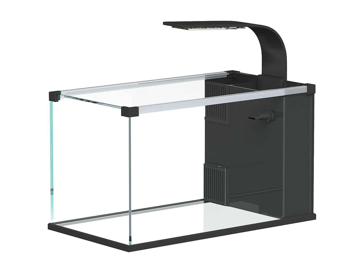 Acquario 24l con filtro e led in vetro temperato nero