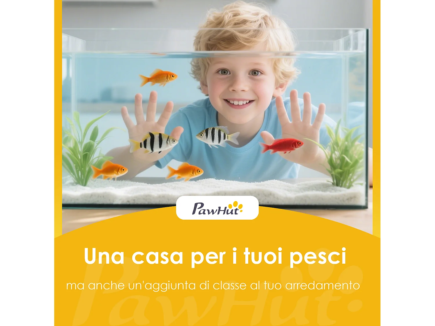 Acquario 24l con filtro e led in vetro temperato nero