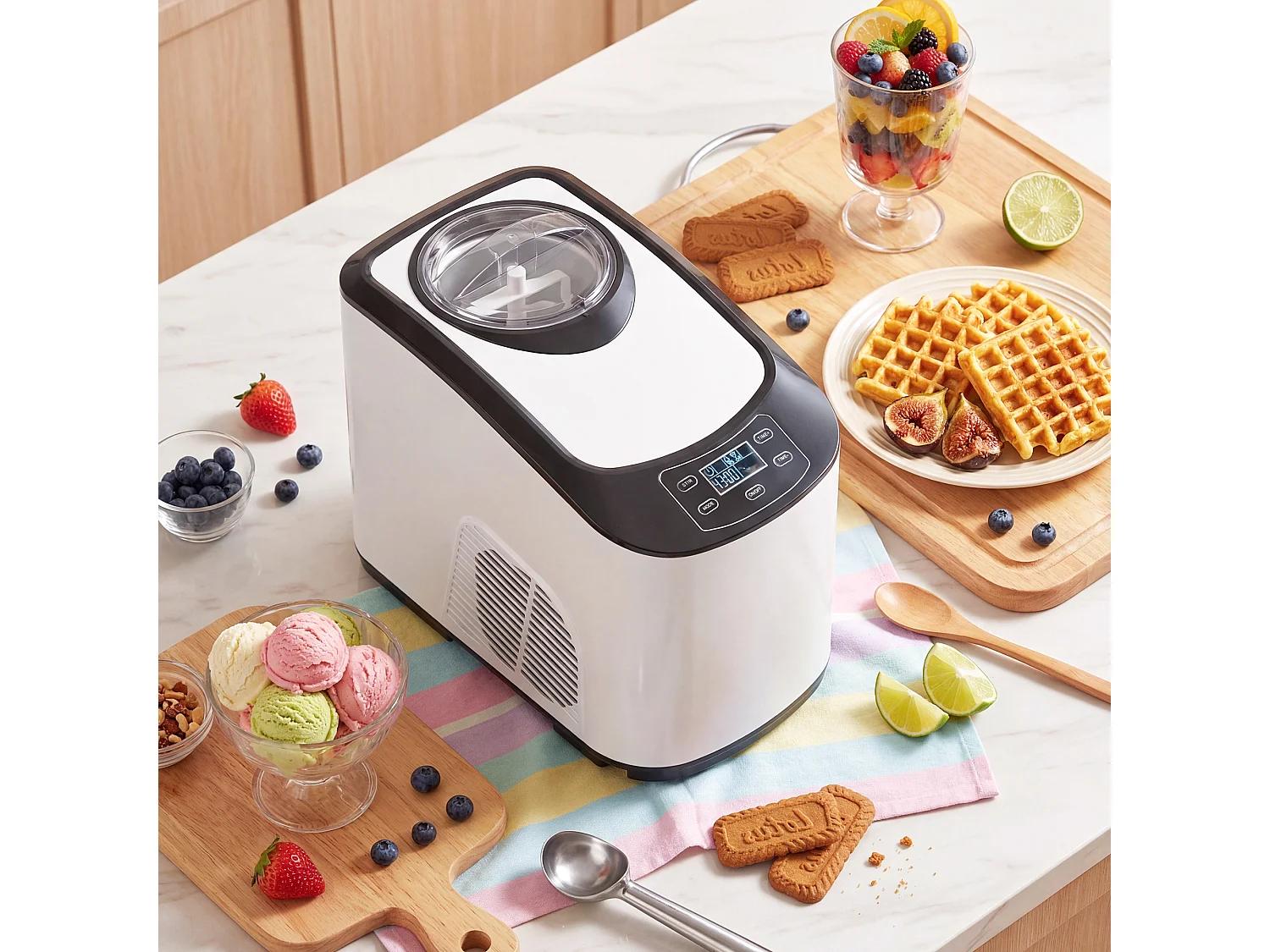 Gelatiera automatica 140w con compressore integrato bianca