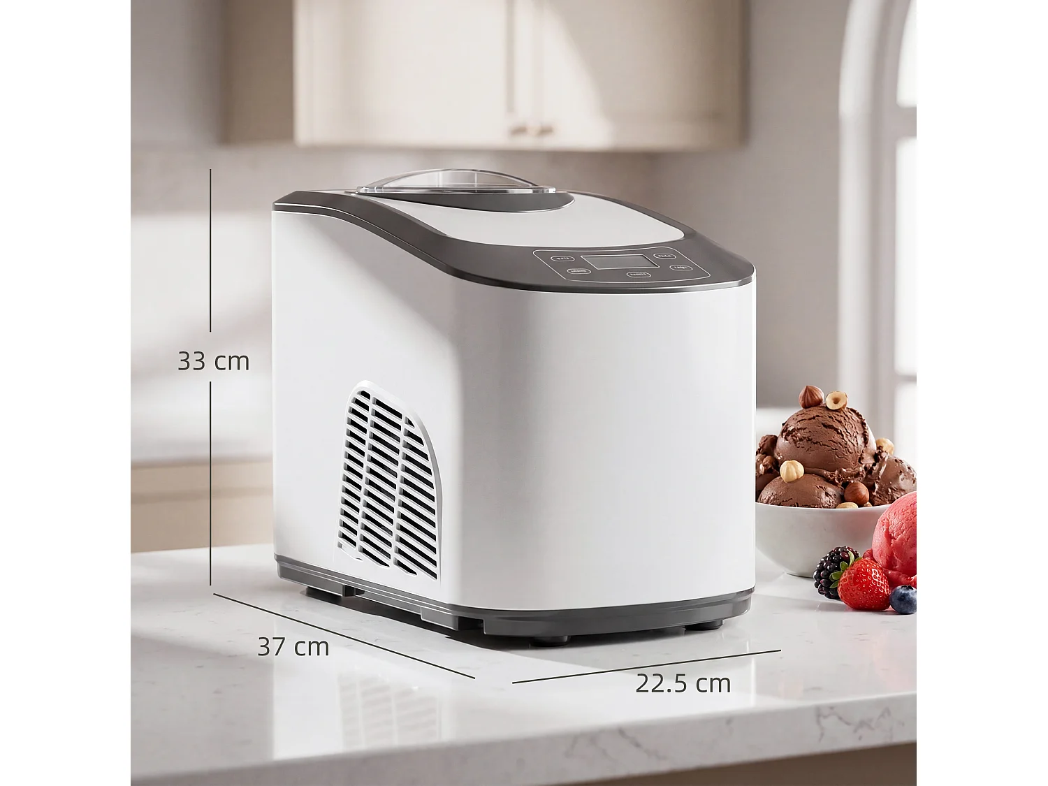 Gelatiera automatica 140w con compressore integrato bianca