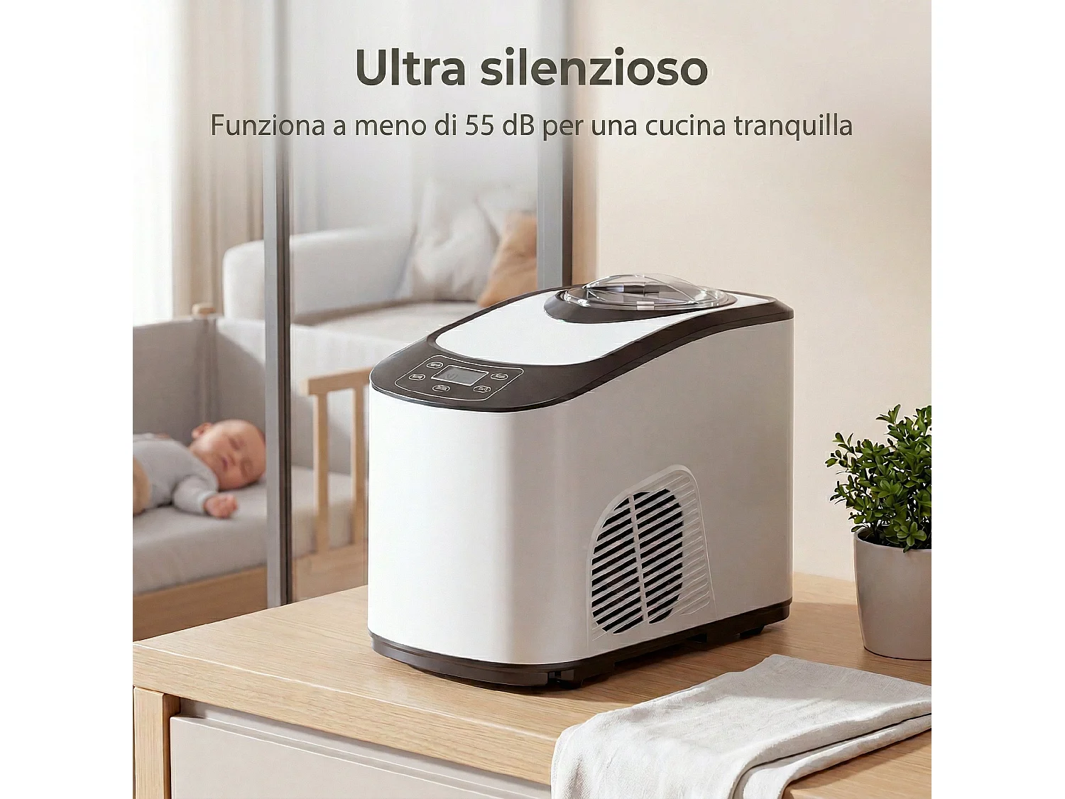 Gelatiera automatica 140w con compressore integrato bianca