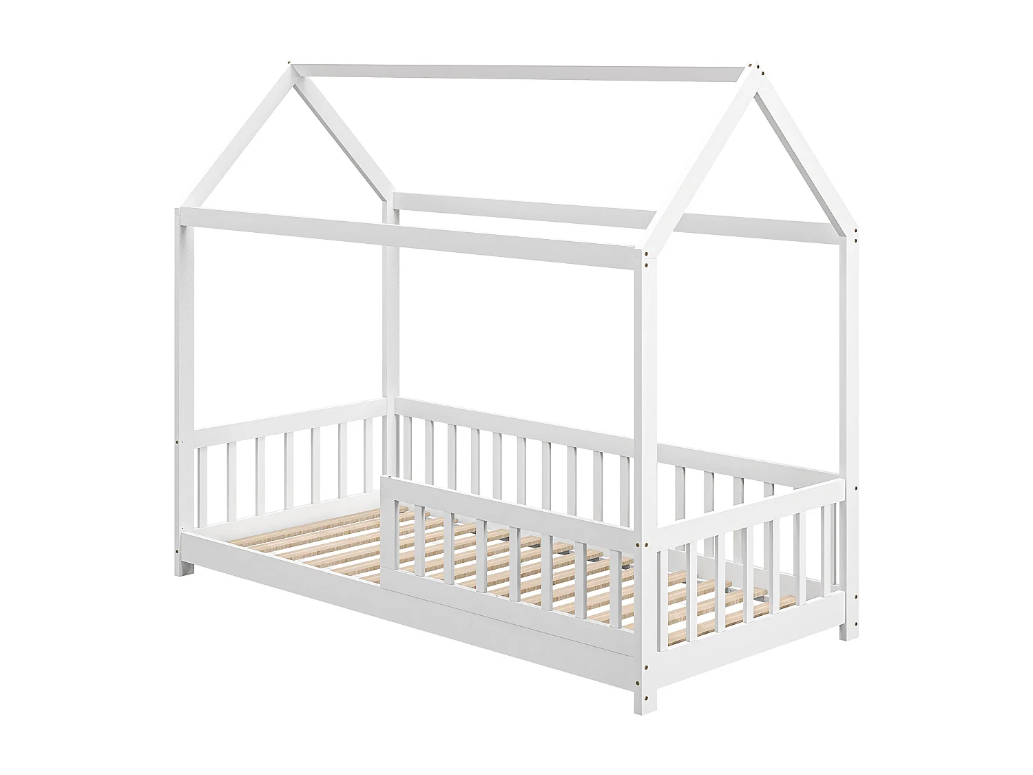Struttura letto per bambini a forma di casa in legno di pino bianco