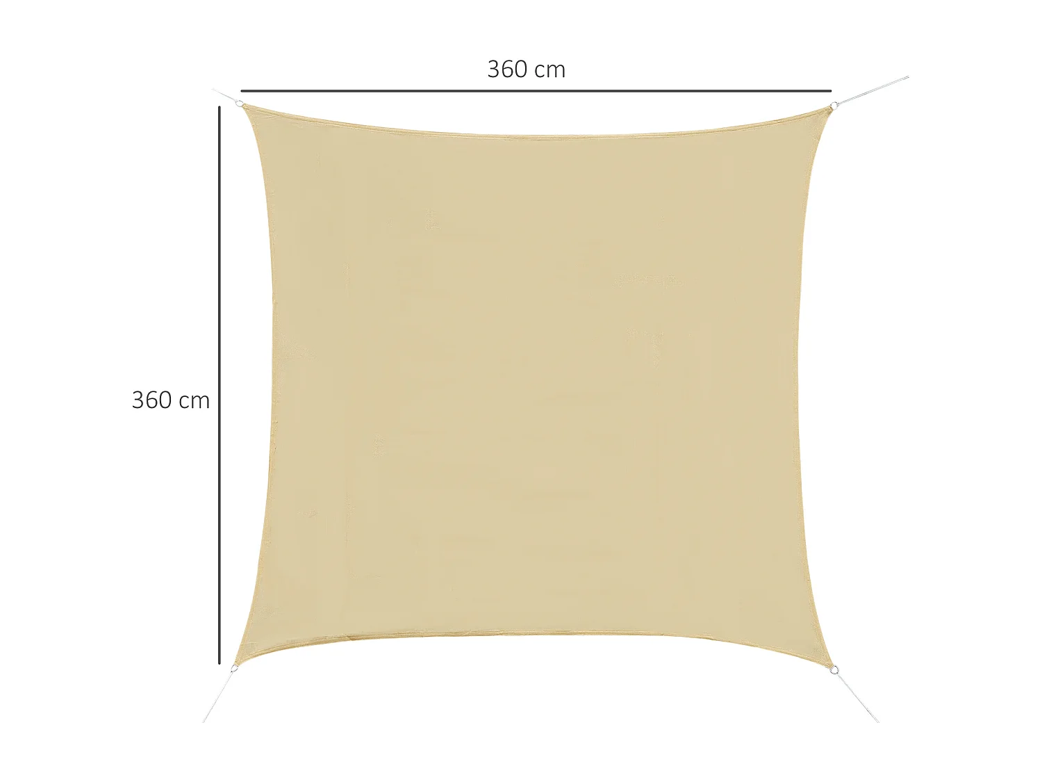Tenda parasole quadrata in hdpe protezione raggi uv 95% 360x360 cm