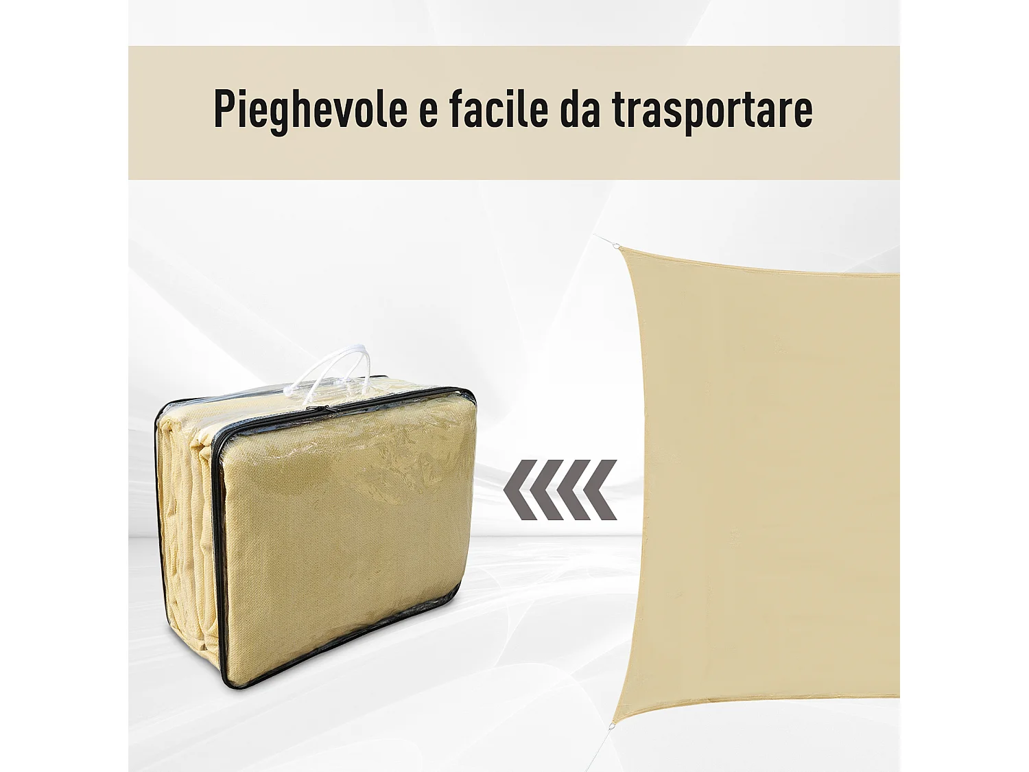Tenda parasole quadrata in hdpe protezione raggi uv 95% 360x360 cm