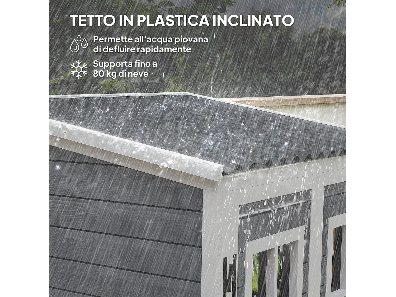 Casetta da giardino a 2 porte con blocco in legno grigio chiaro