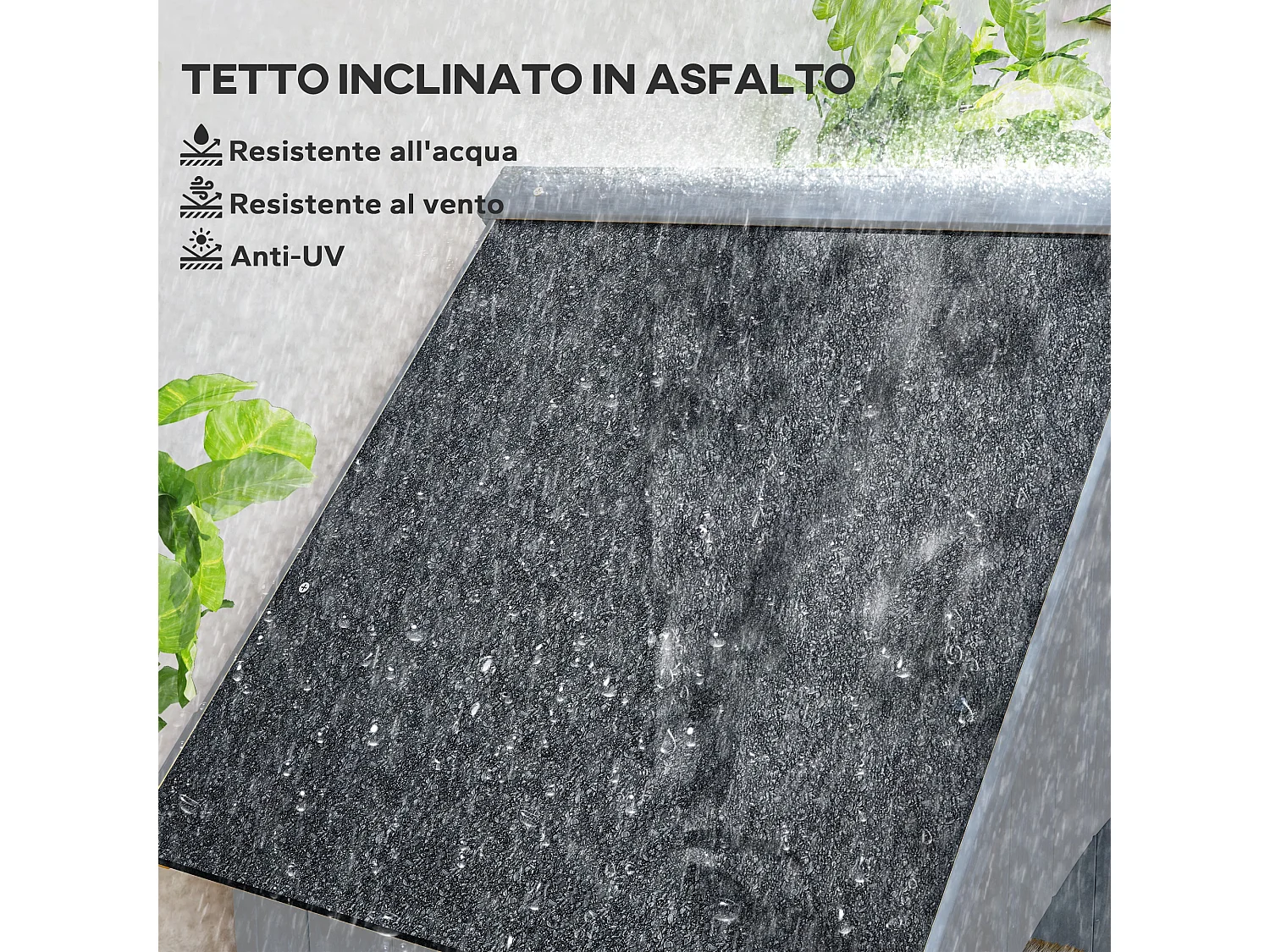 Casetta porta attrezzi in legno di abete con 3 mensole grigio