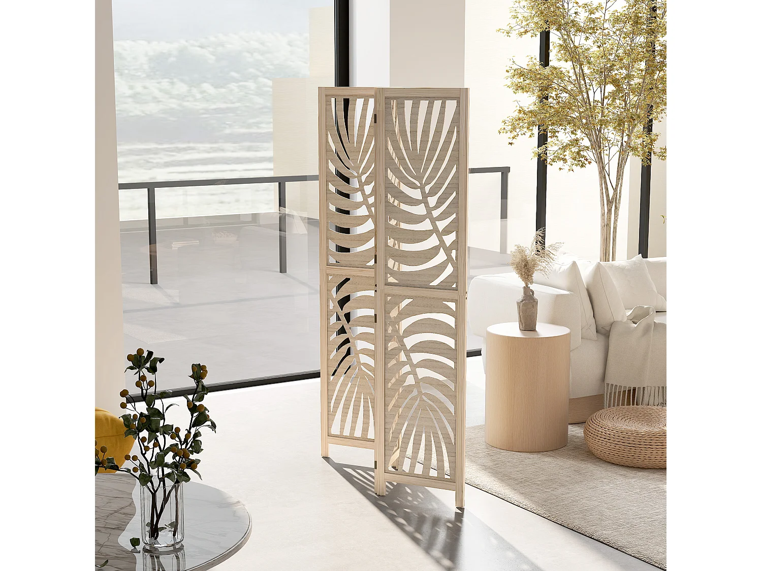 Paravento da interno a 3 pannelli pieghevole e separabile 120x170cm