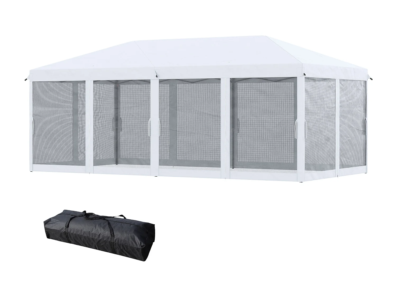 Gazebo da giardino 6x3 m pieghevole con zanzariera e borsa crema