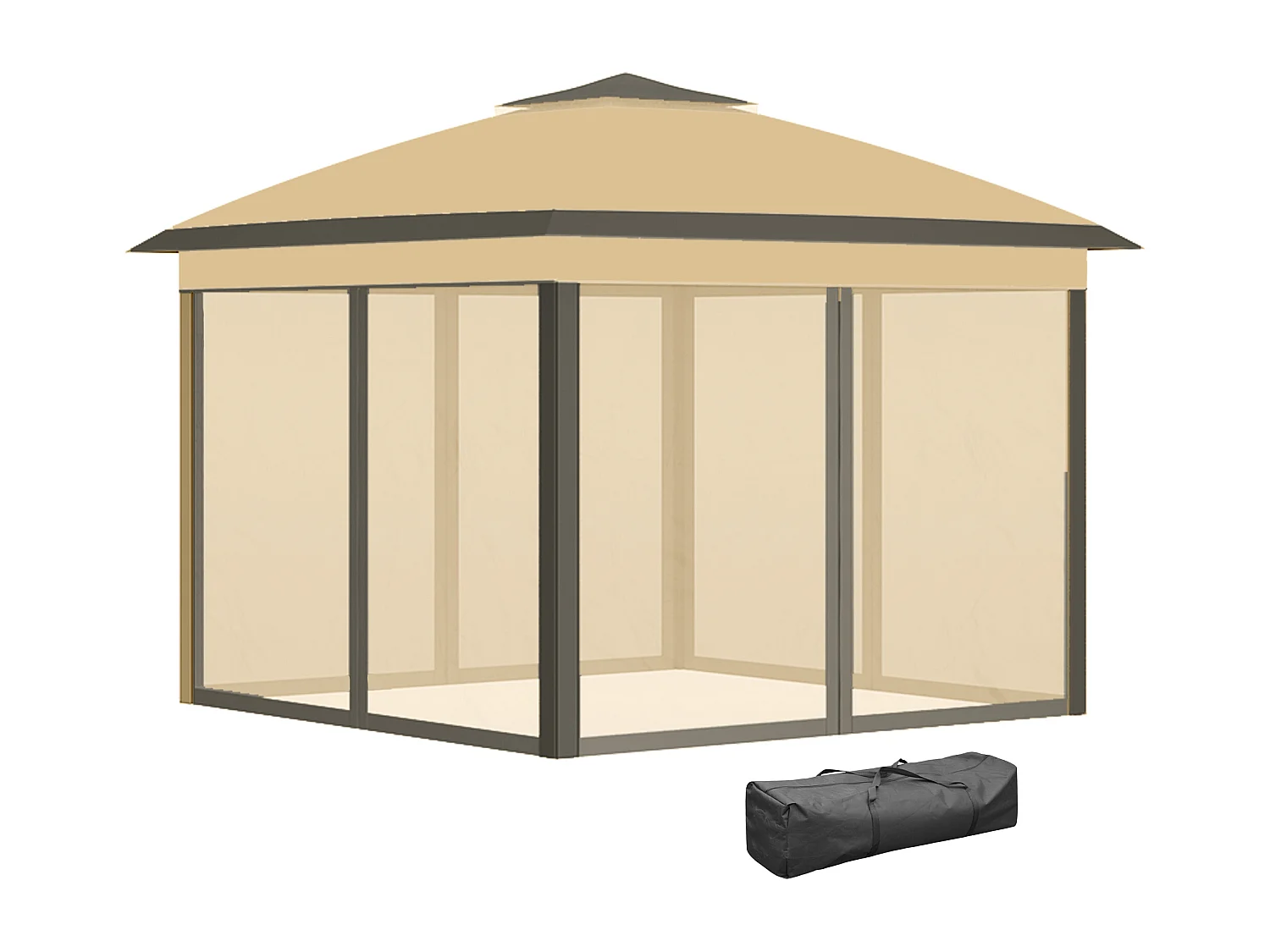 Gazebo pieghevole con zanzariera 330x330x288cm beige