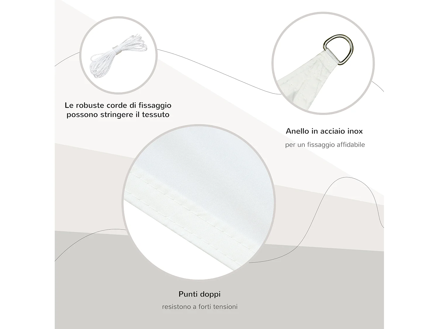 Tenda a vela ombreggiante triangolare poliestere anti-uv 6x6x6m crema