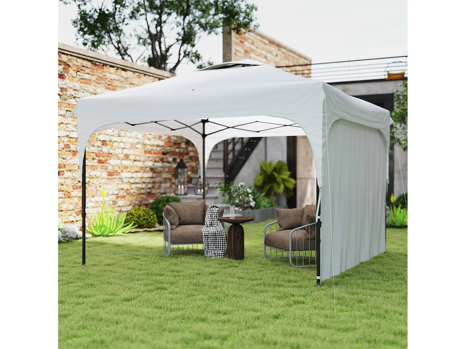 Gazebo da giardino 3x3 m pieghevole e regolabile su 3 livelli bianco