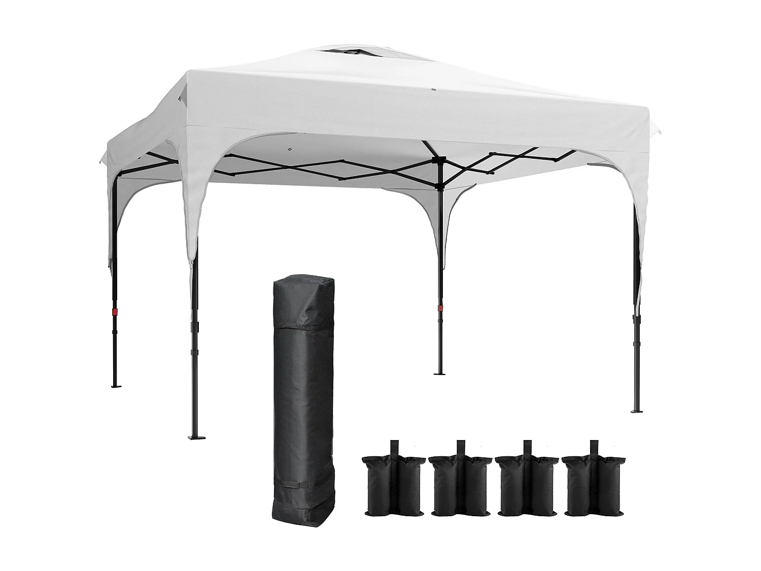 Gazebo da giardino 3x3 m pieghevole e regolabile su 3 livelli bianco