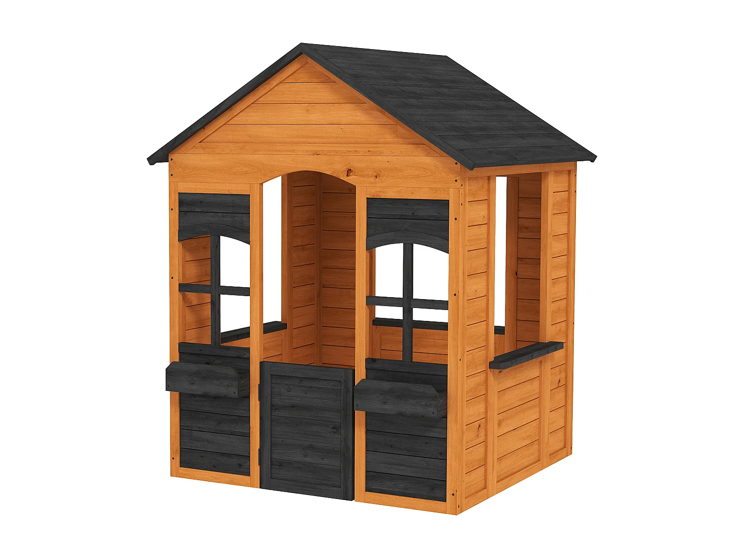 Casetta da giardino per bambini con porta in legno marrone chiaro