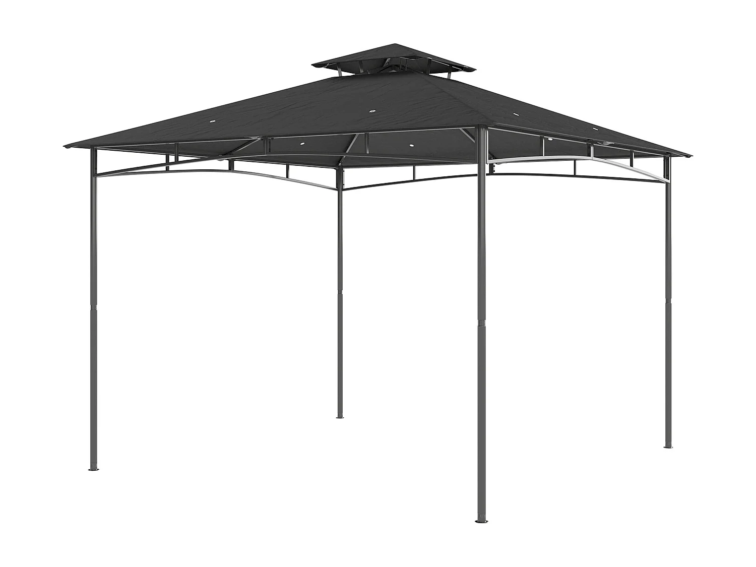 Gazebo da giardino con doppio tetto in metallo grigio scuro