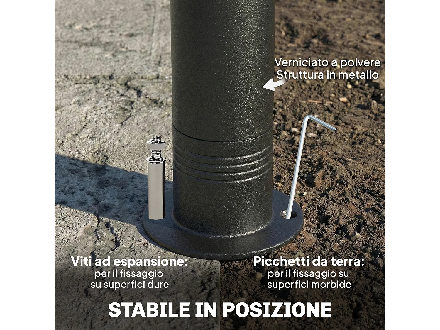 Gazebo da giardino con doppio tetto in metallo grigio scuro