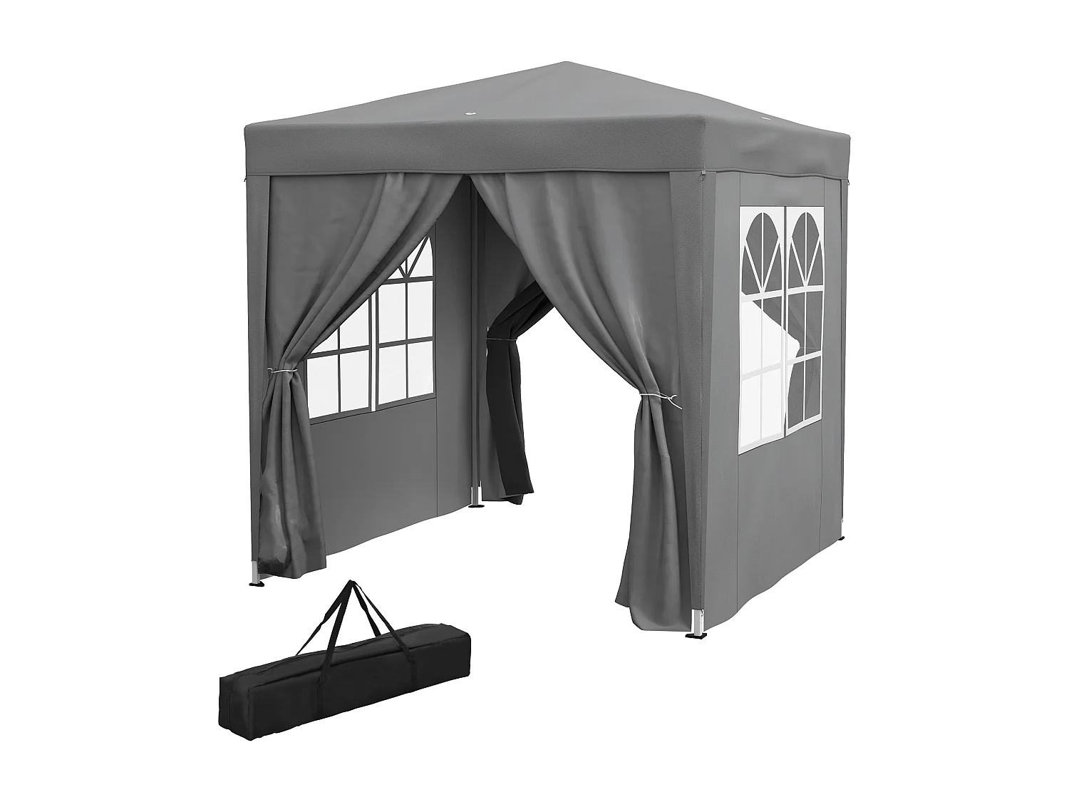 Gazebo pieghevole 2x2 m con 4 pareti rimovibili in metallo grigio