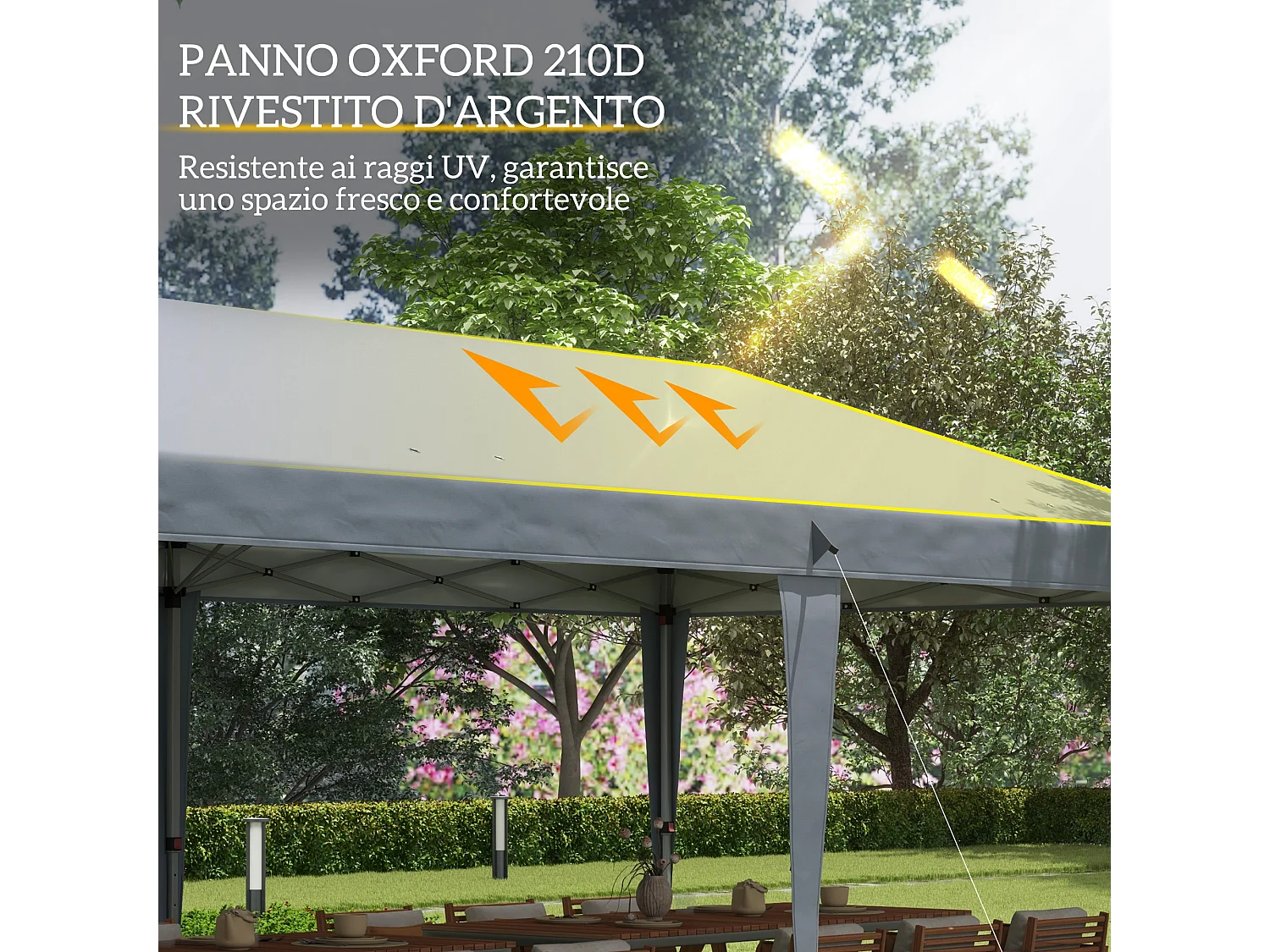 Gazebo da giardino pop-up pieghevole con sacca di trasporto grigio