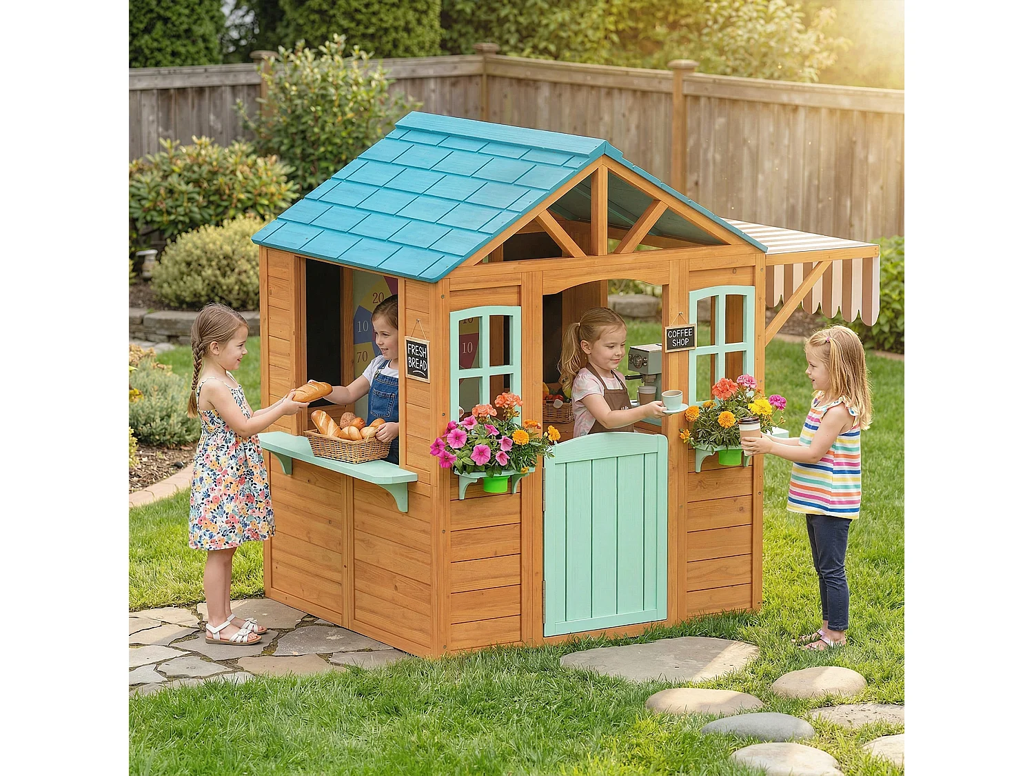 Casetta da giardino per bambini in legno di abete giallo