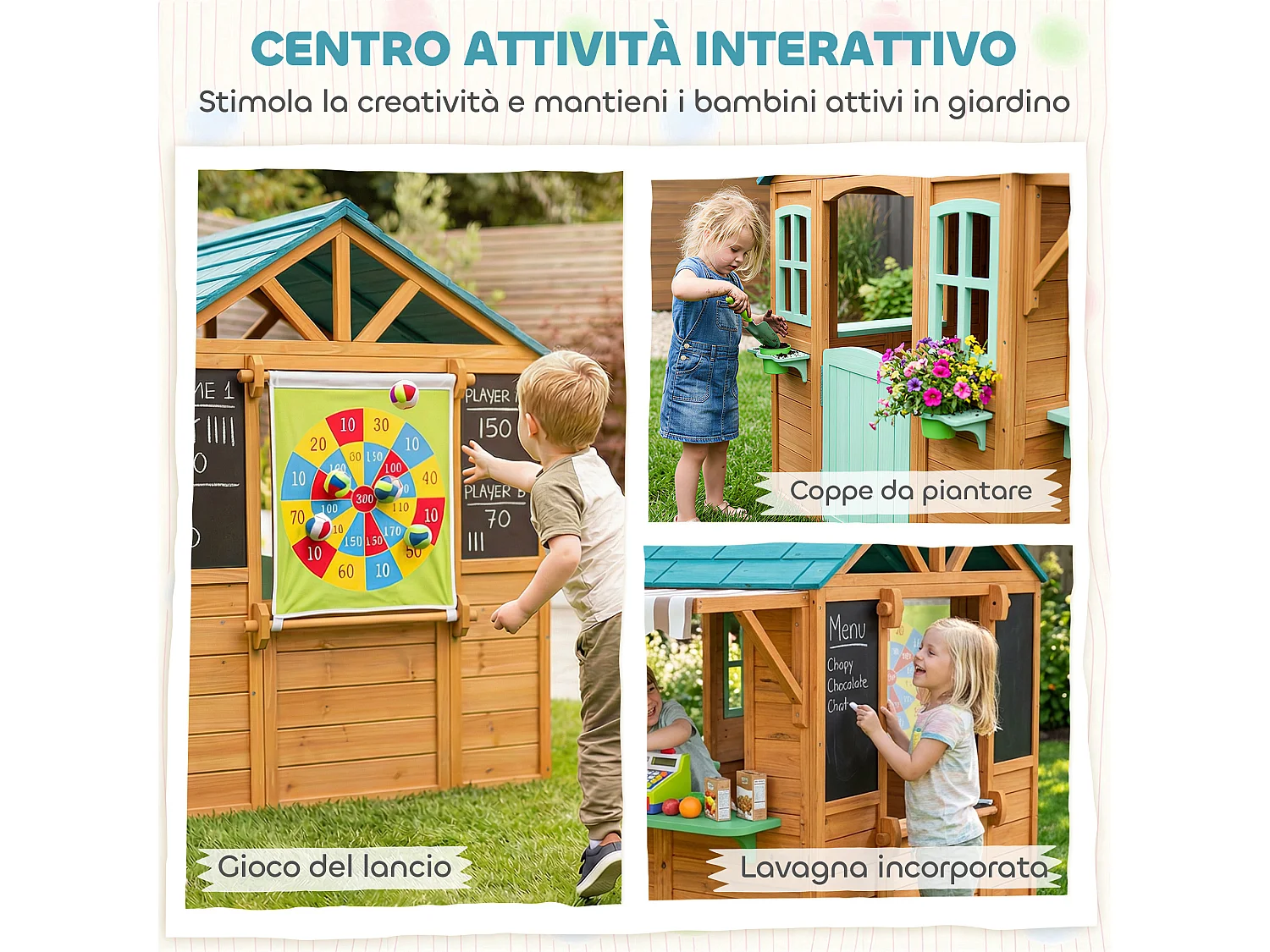 Casetta da giardino per bambini in legno di abete giallo
