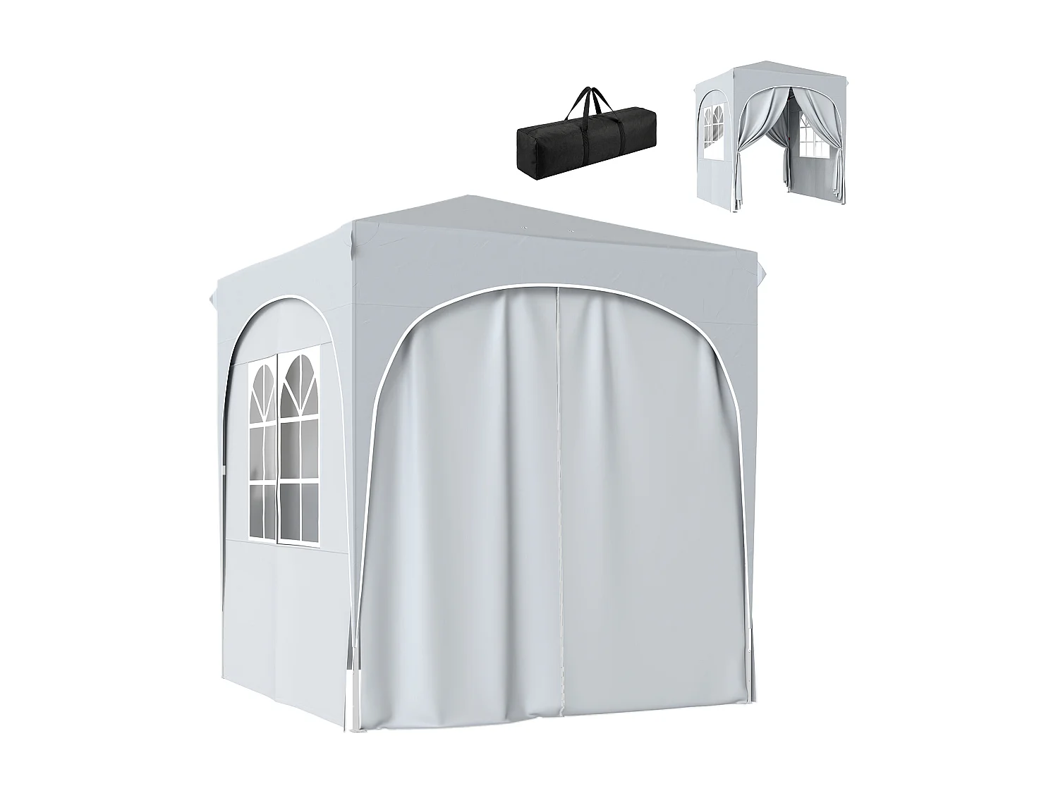 Gazebo pieghevole 2x2 m 4 pareti laterali grigio chiaro