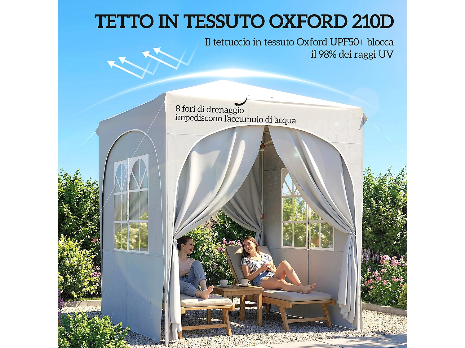 Gazebo pieghevole 2x2 m 4 pareti laterali grigio chiaro