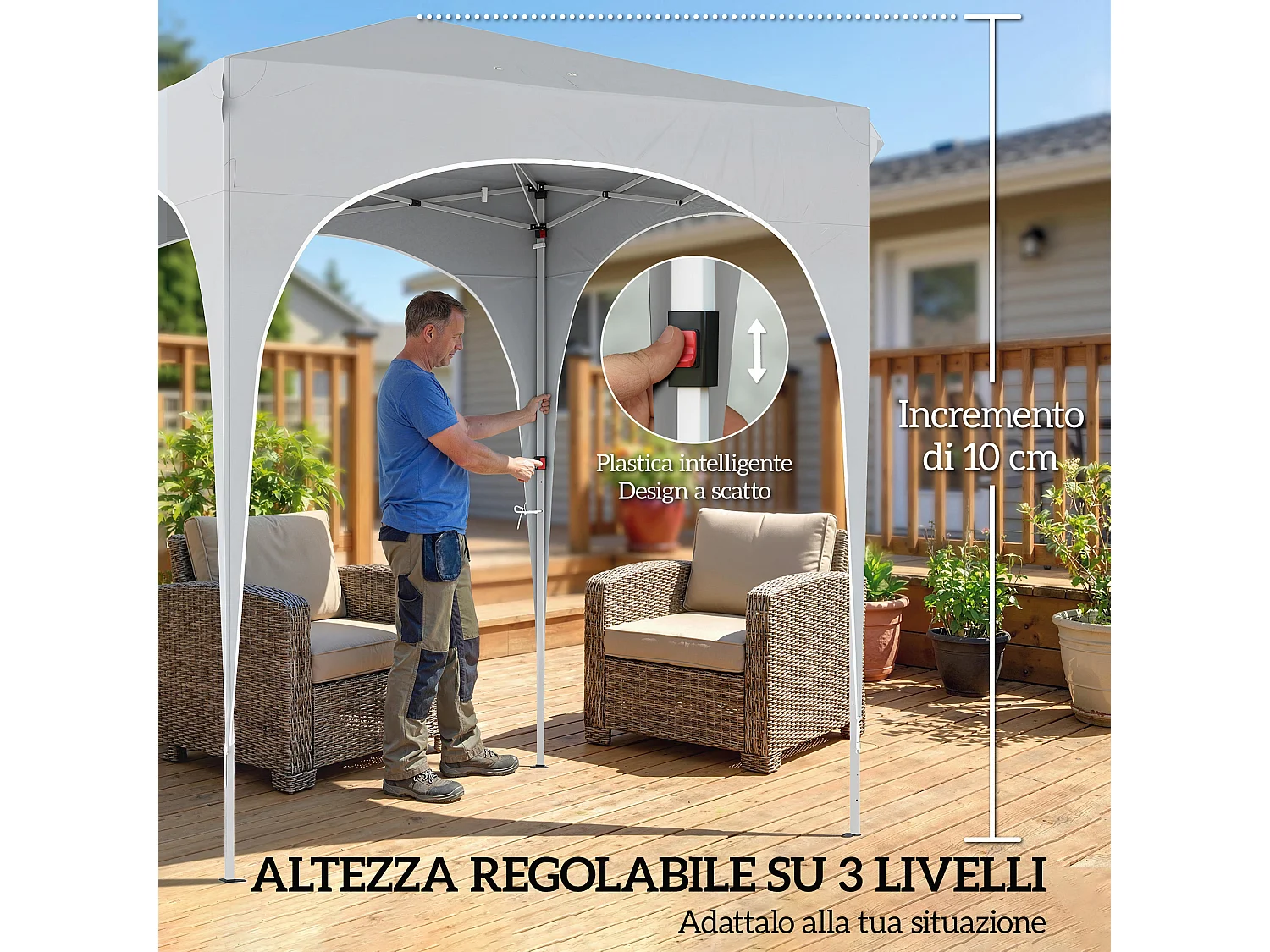 Gazebo pieghevole 2x2 m 4 pareti laterali grigio chiaro