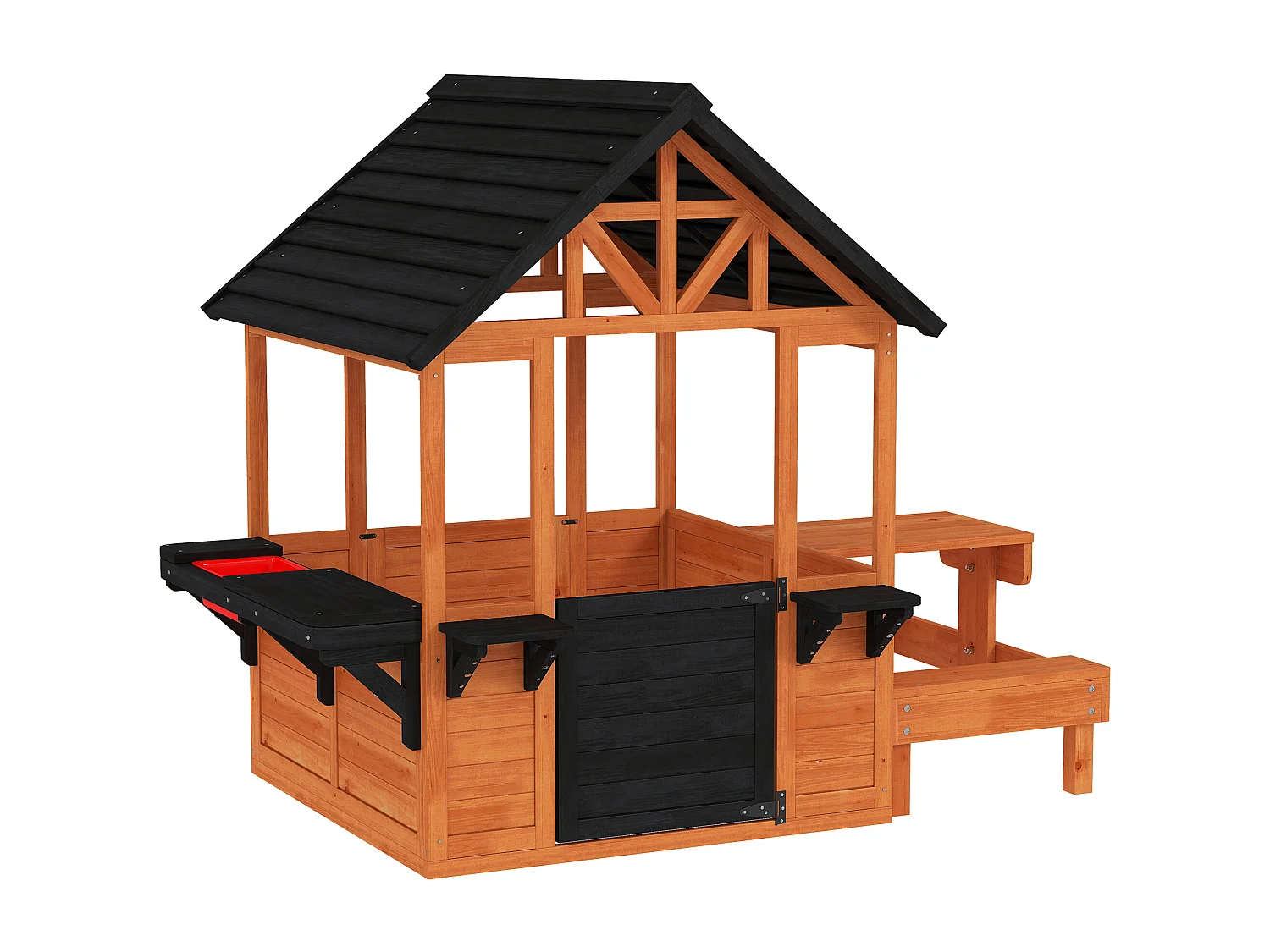 Casetta con tavolo e panche per bambini in legno