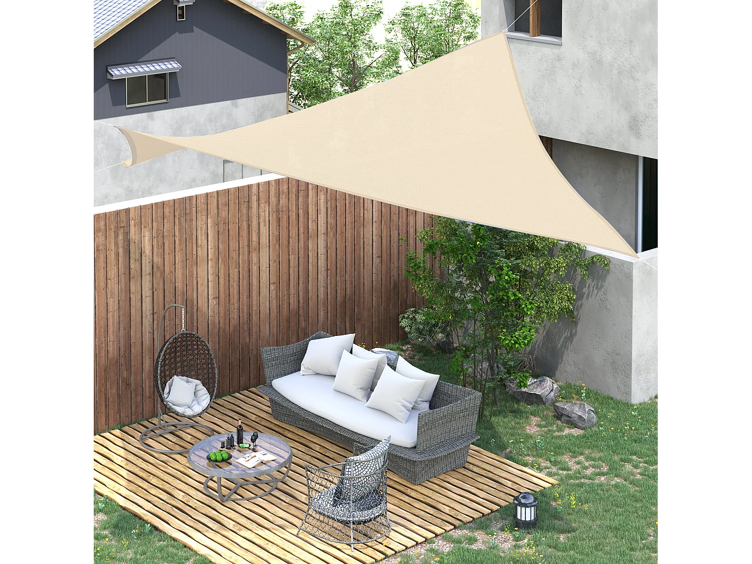 Tenda da sole a vela ombreggiante in pe anti-uv 4x6m crema