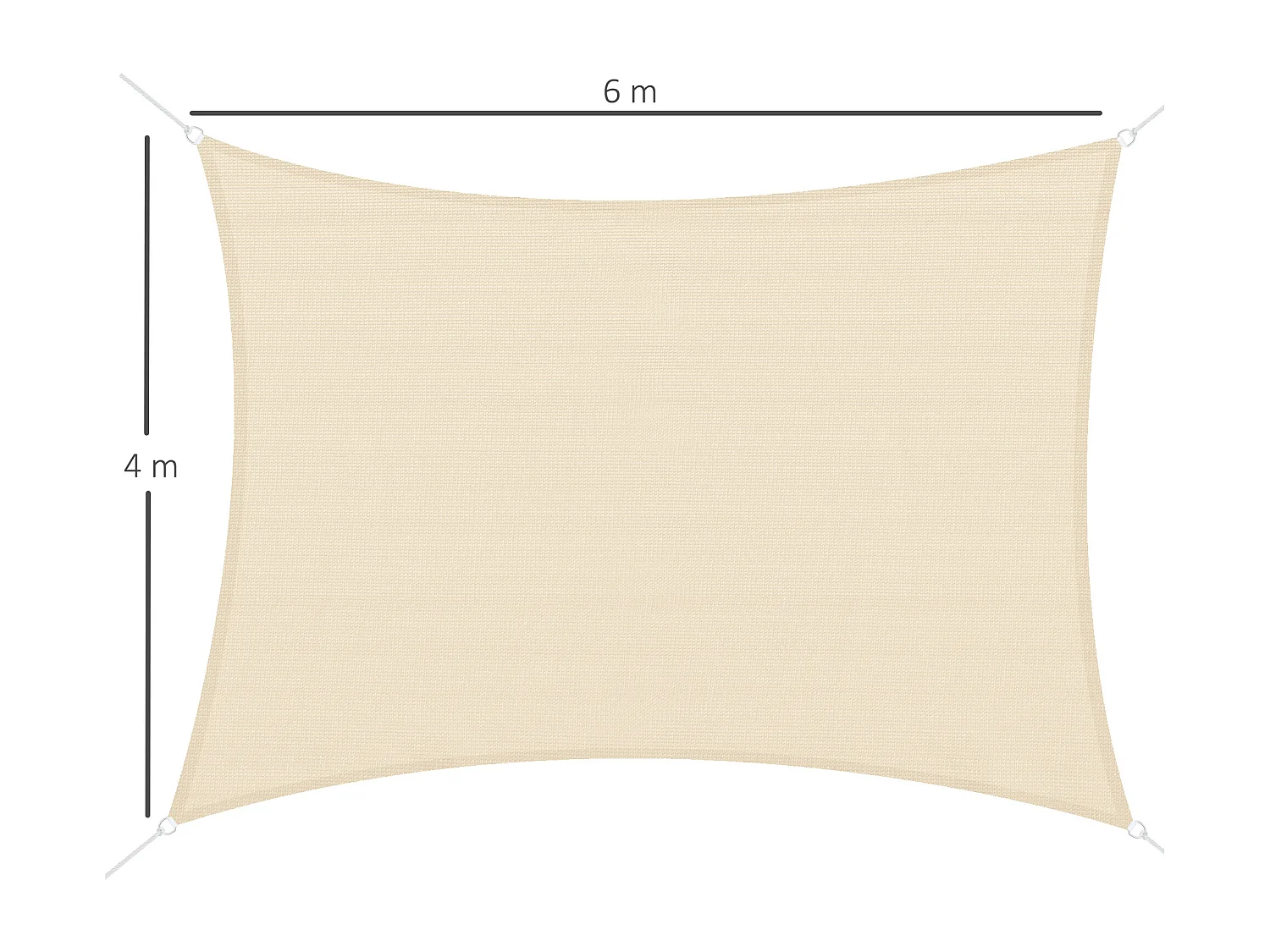Tenda da sole a vela ombreggiante in pe anti-uv 4x6m crema
