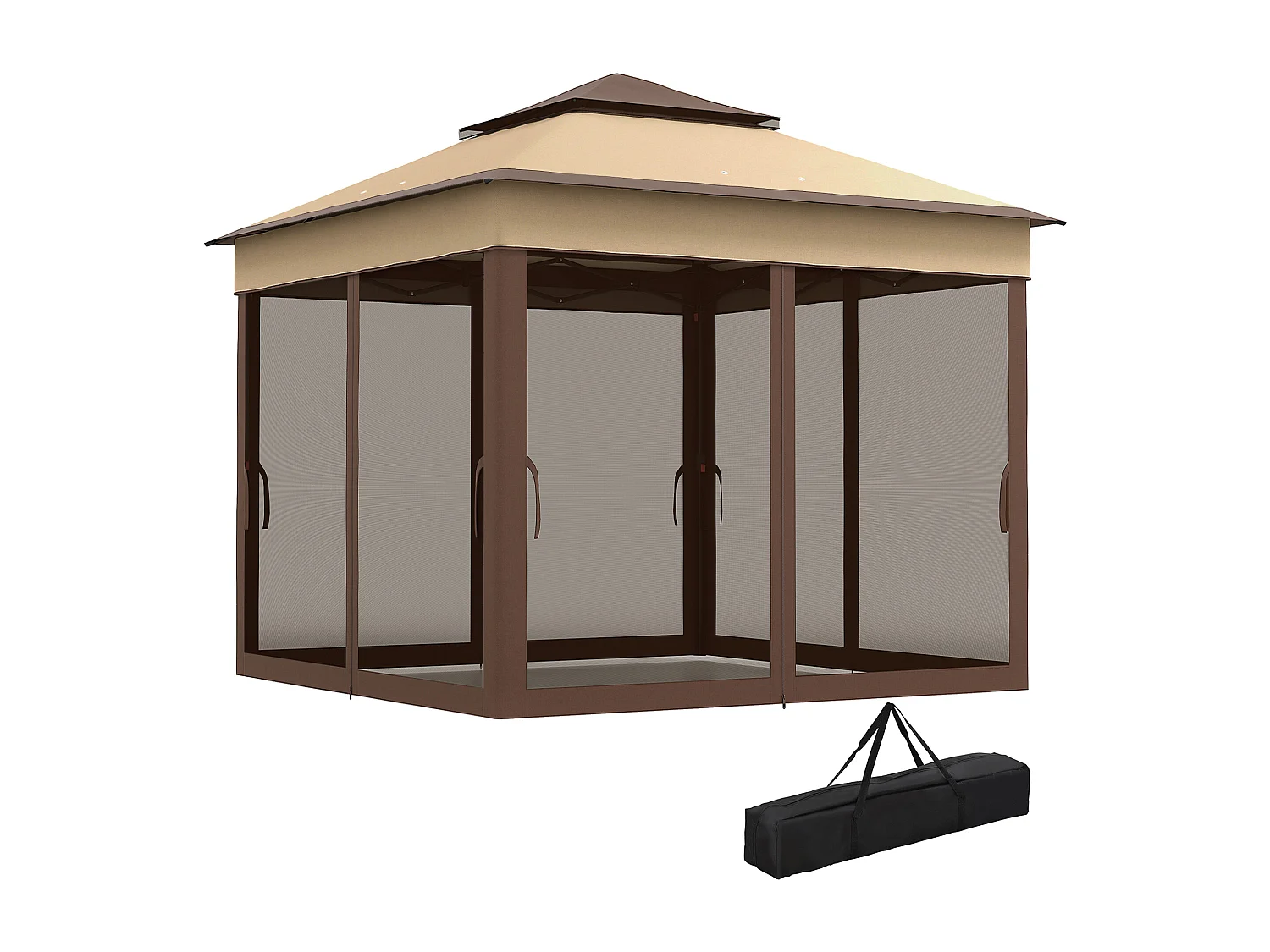 Gazebo 3x3 regolabile su 3 livelli con pareti rimovibili doppio tetto