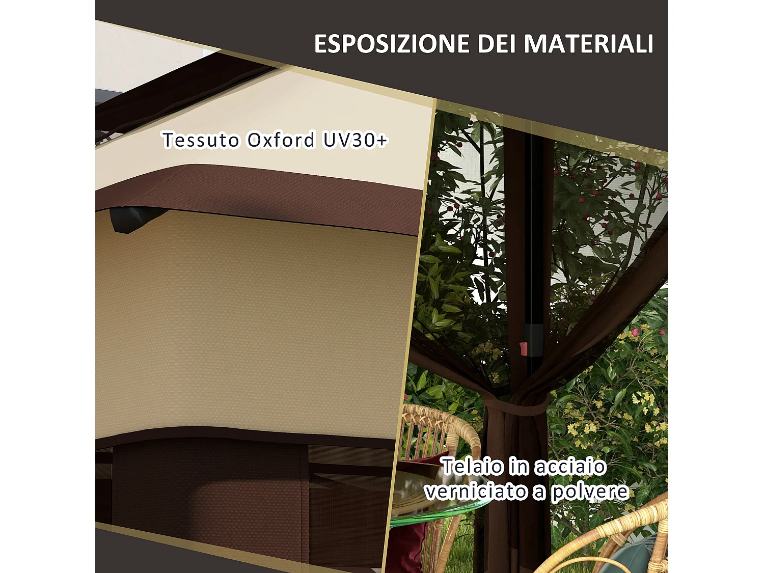 Gazebo 3x3 regolabile su 3 livelli con pareti rimovibili doppio tetto