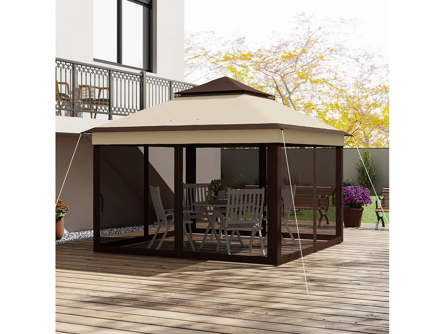 Gazebo 3x3 regolabile su 3 livelli con pareti rimovibili doppio tetto