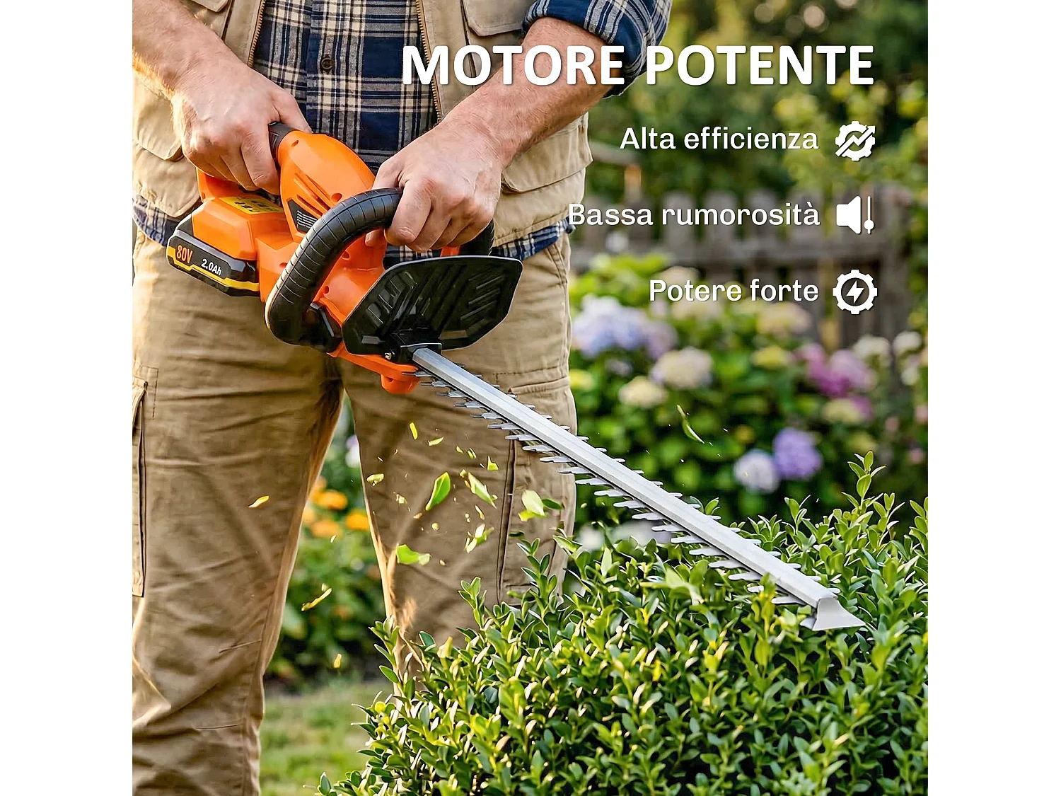 Tagliasiepi a batteria 18v lama a doppia azione 51cm arancione
