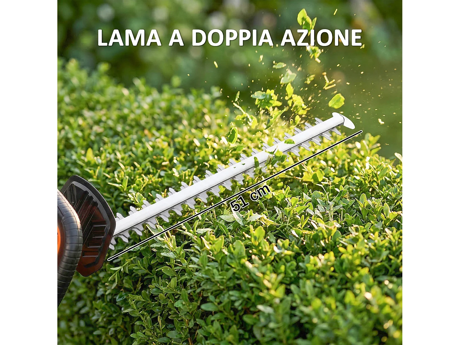 Tagliasiepi a batteria 18v lama a doppia azione 51cm arancione