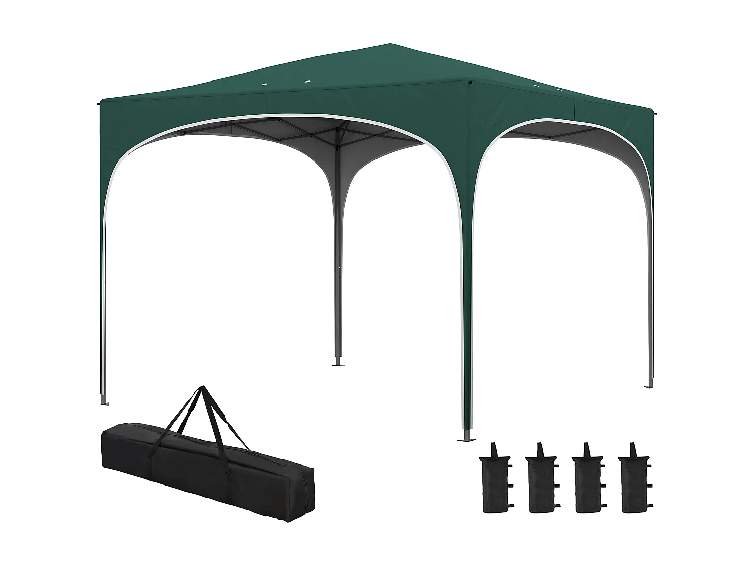 Gazebo da giardino ad altezza regolabile in metallo verde
