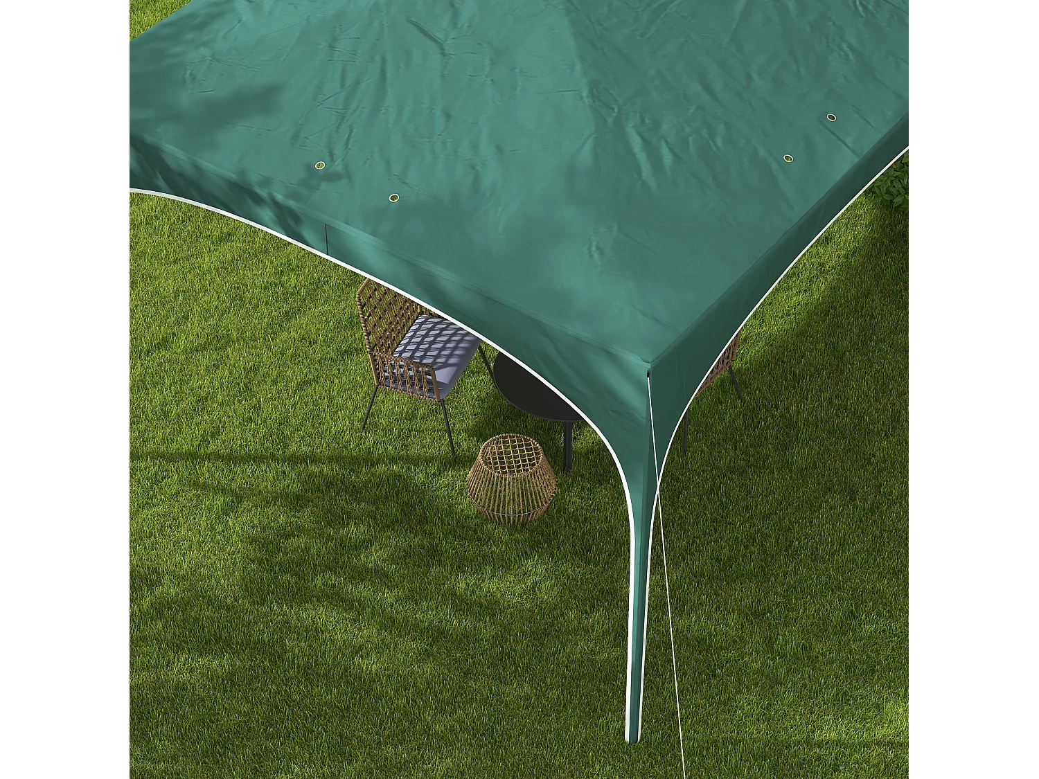 Gazebo da giardino ad altezza regolabile in metallo verde