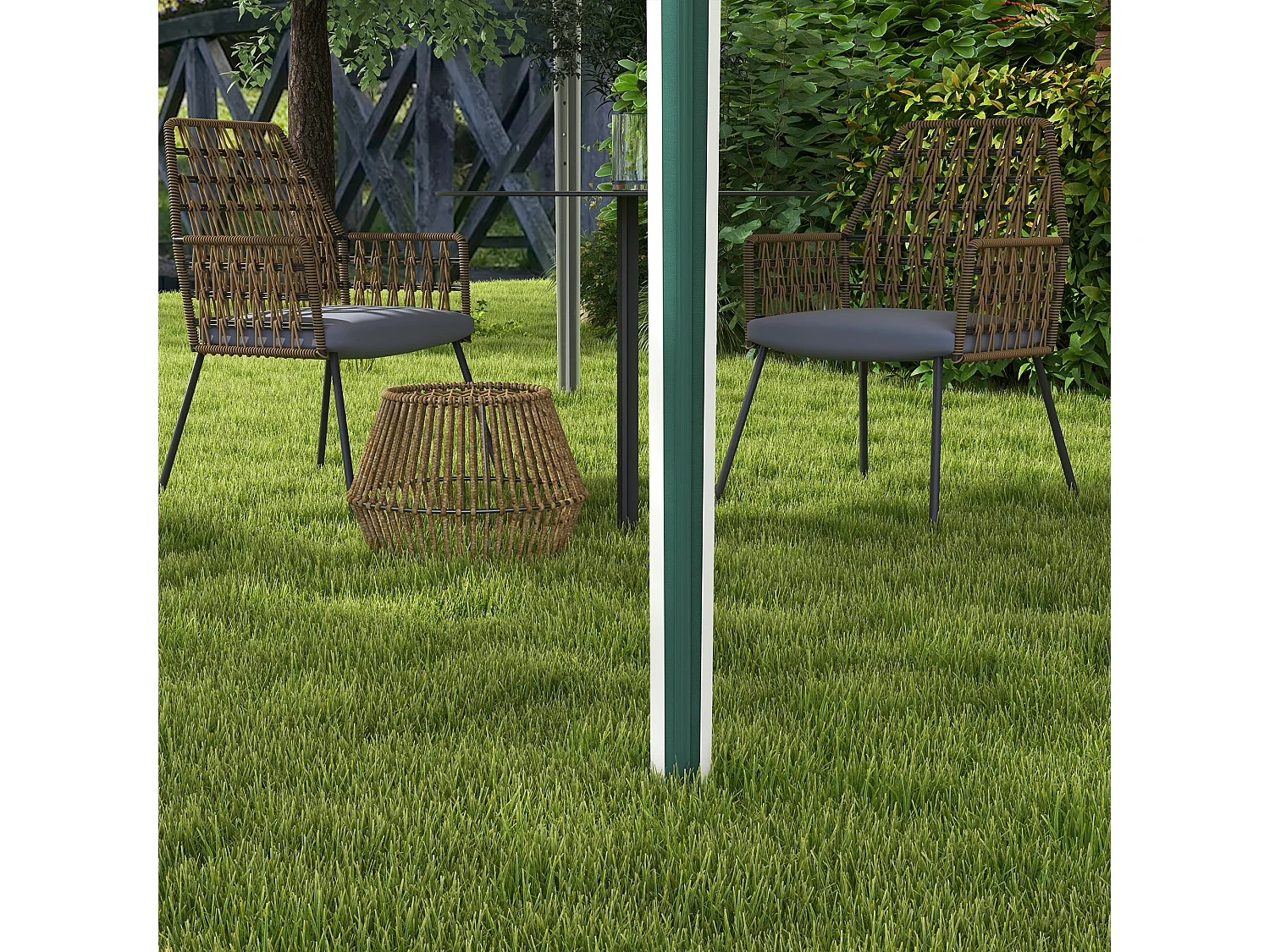 Gazebo da giardino ad altezza regolabile in metallo verde