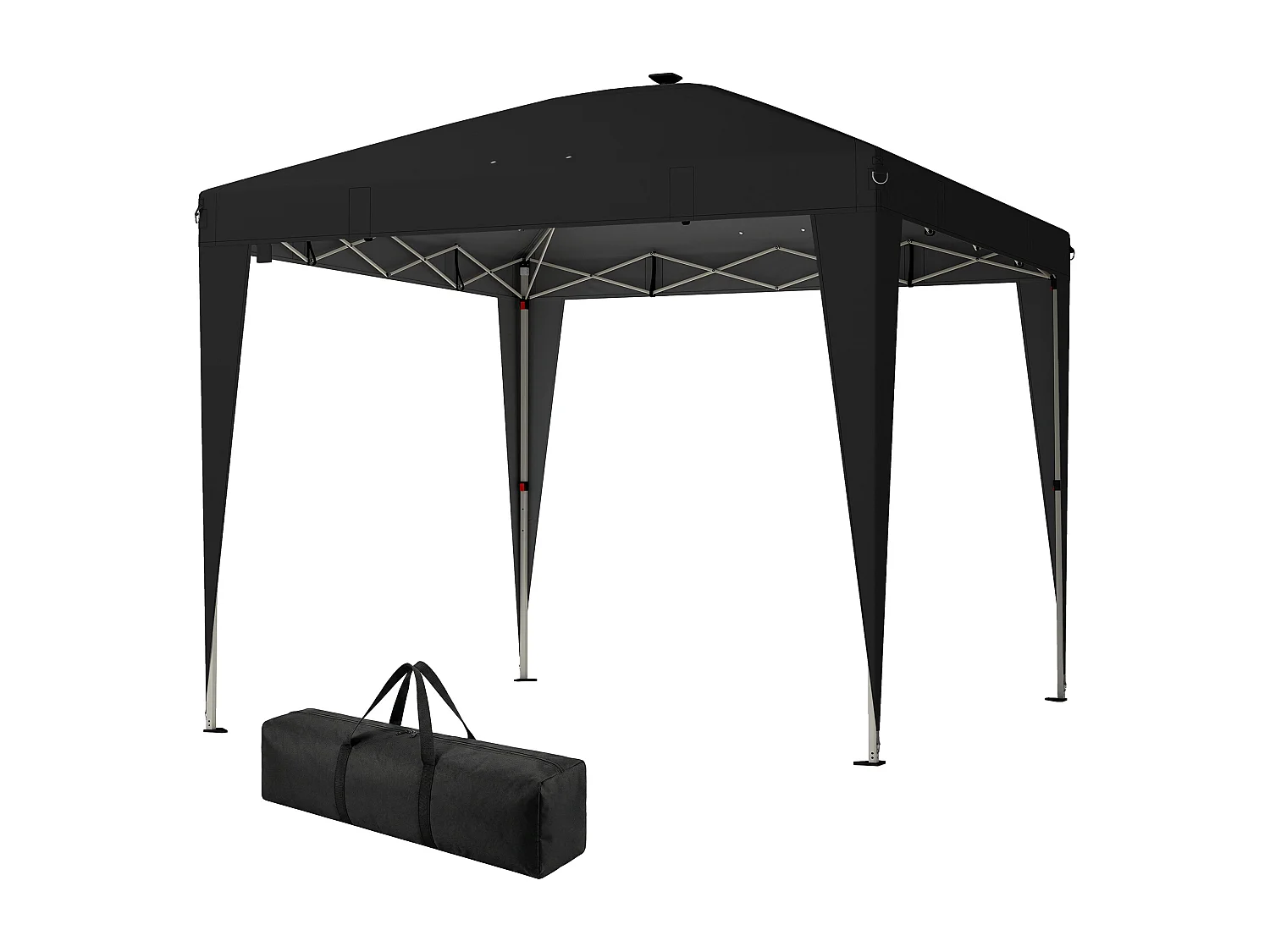 Gazebo 3x3 m pieghevole con luce e telecomando nero