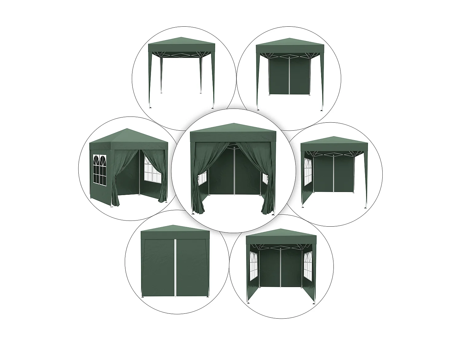 Gazebo da giardino 2x2 m in metallo e tessuto oxford verde