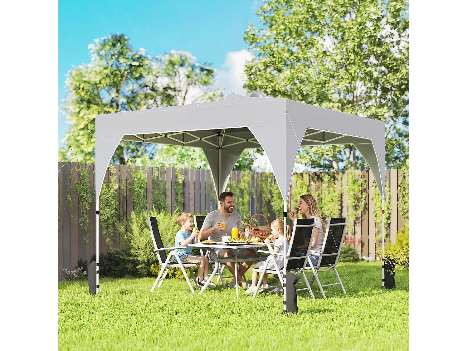 Gazebo pieghevole 3x3 m con prese d'aria grigio scuro