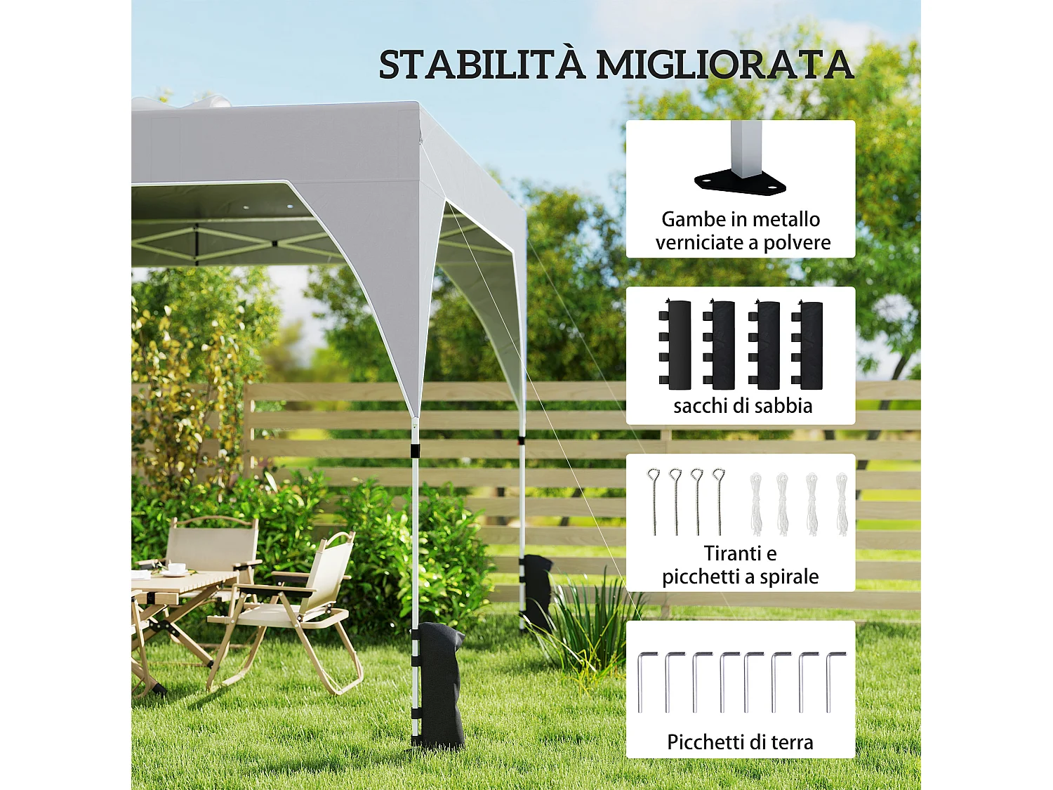 Gazebo pieghevole 3x3 m con prese d'aria grigio scuro