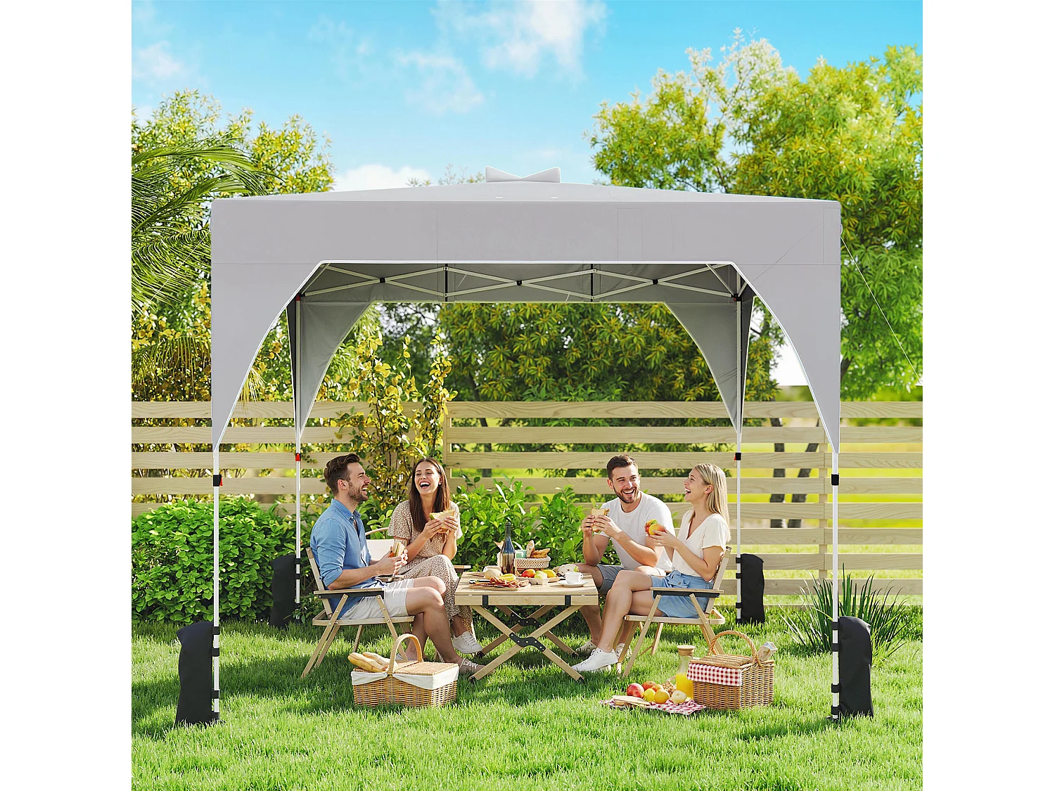 Gazebo pieghevole 3x3 m con prese d'aria grigio scuro