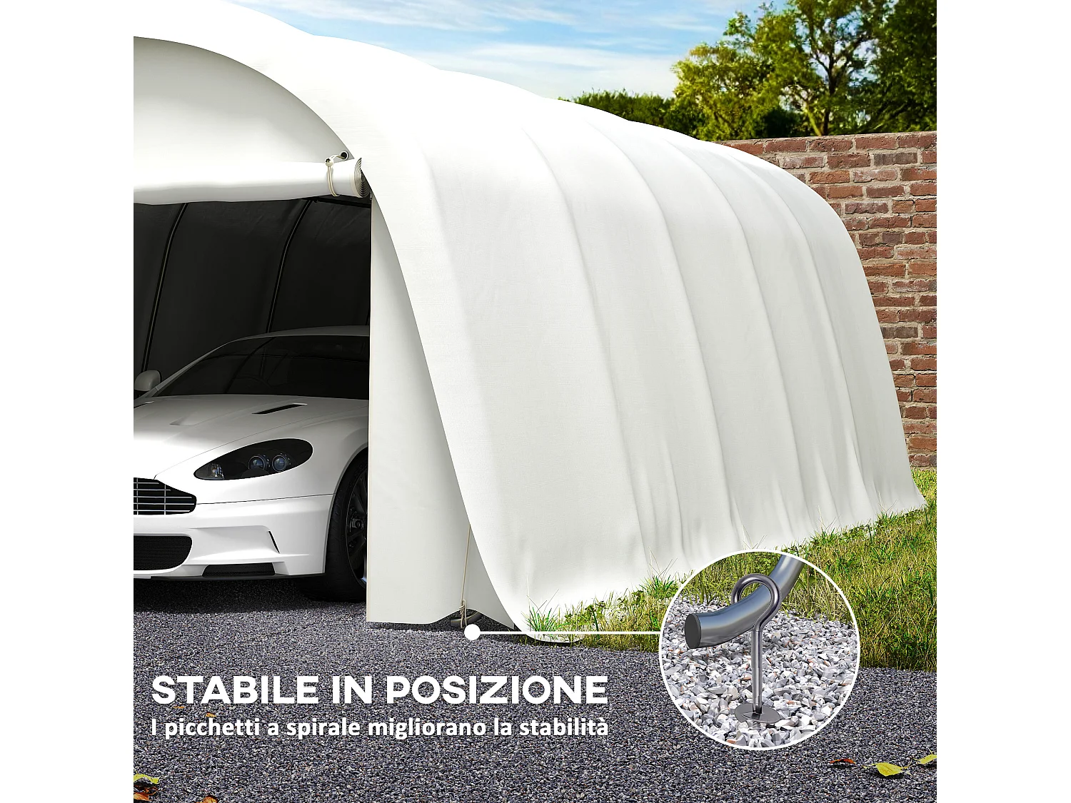 Garage auto per esterno uv50 in pe e acciaio crema