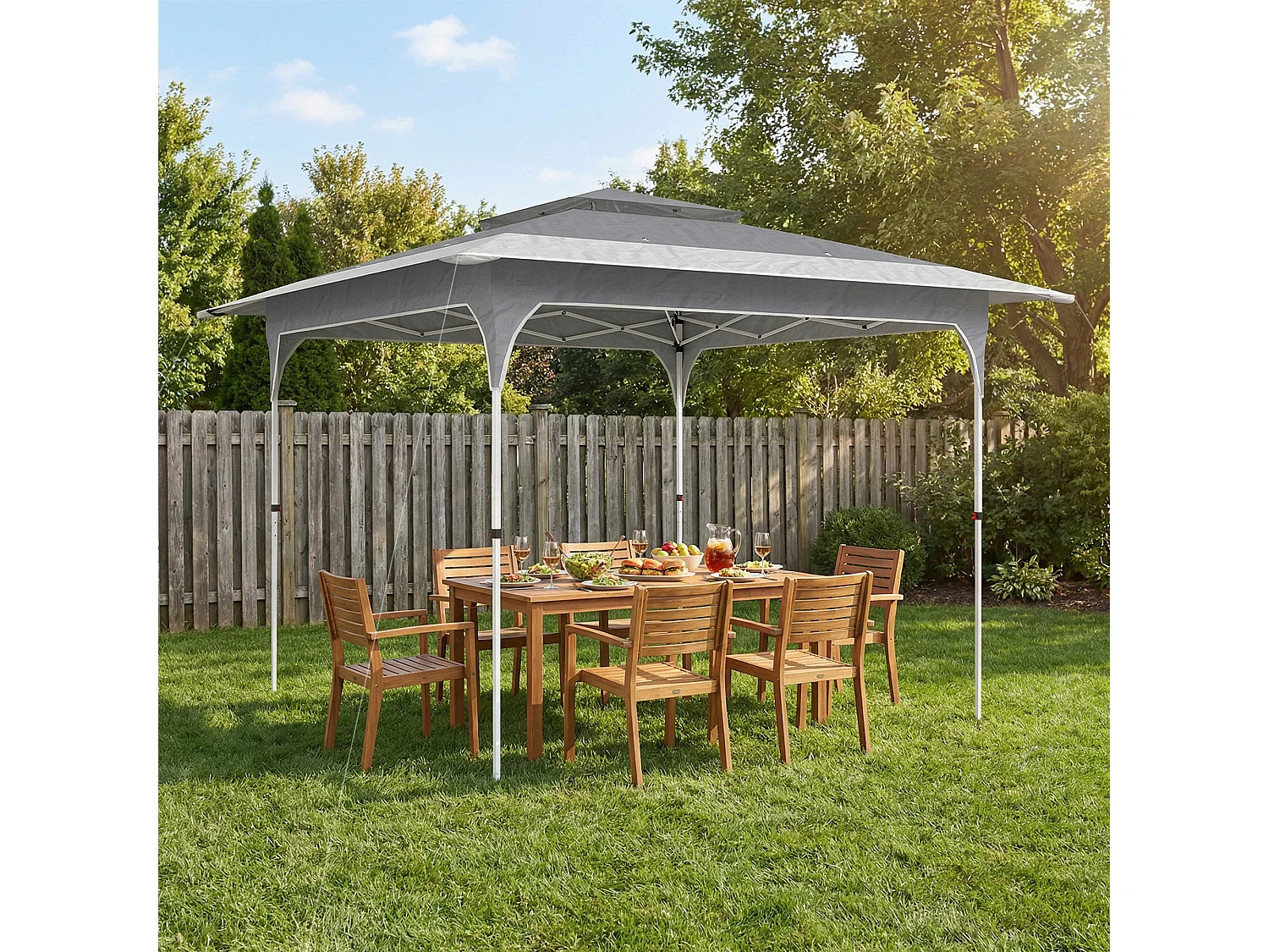 Gazebo pop up 3.5x3.5 m con doppio tetto grigio scuro