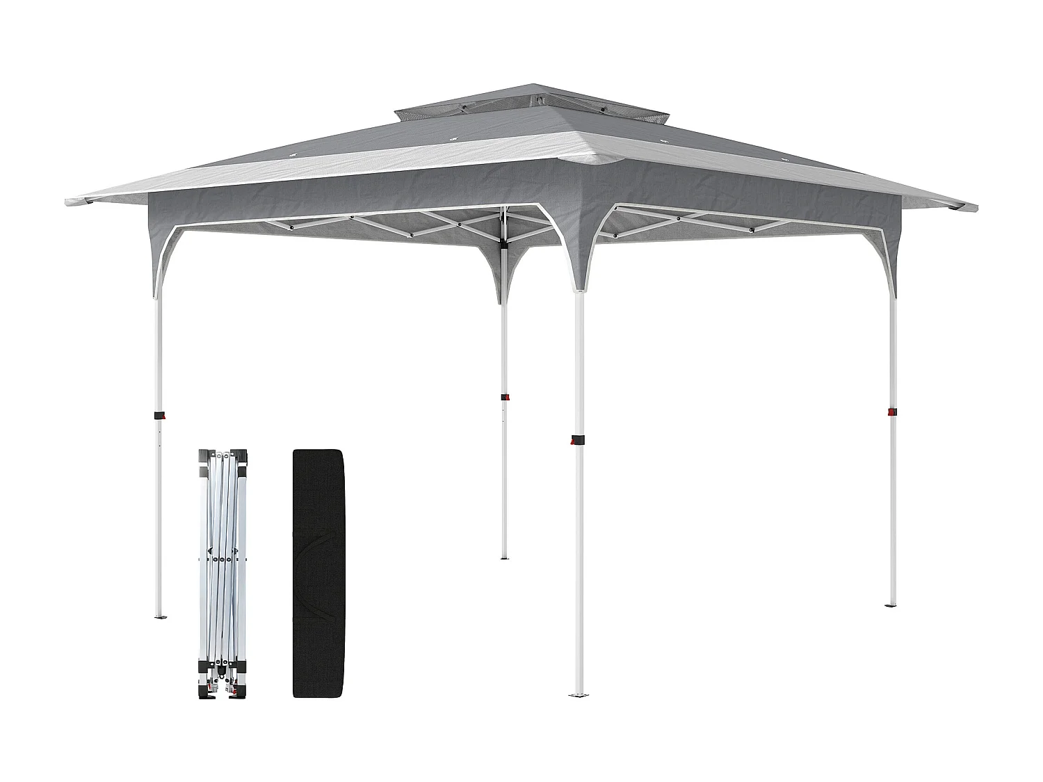 Gazebo pop up 3.5x3.5 m con doppio tetto grigio scuro